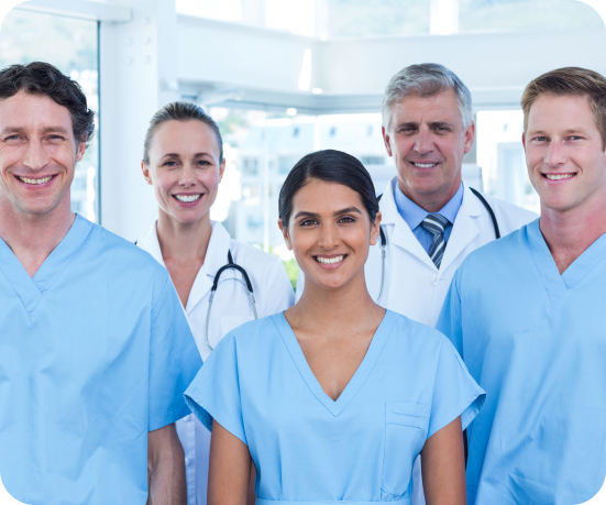 Team Smiling Doctors Looking Camera 1